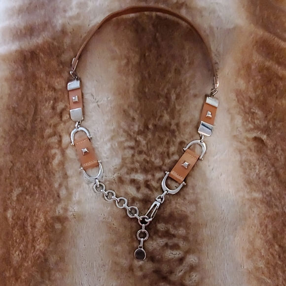 Accessories - Ecetra Tan Leather And Silver  Belt